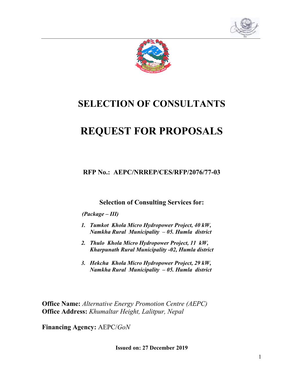 Selection of Consultants