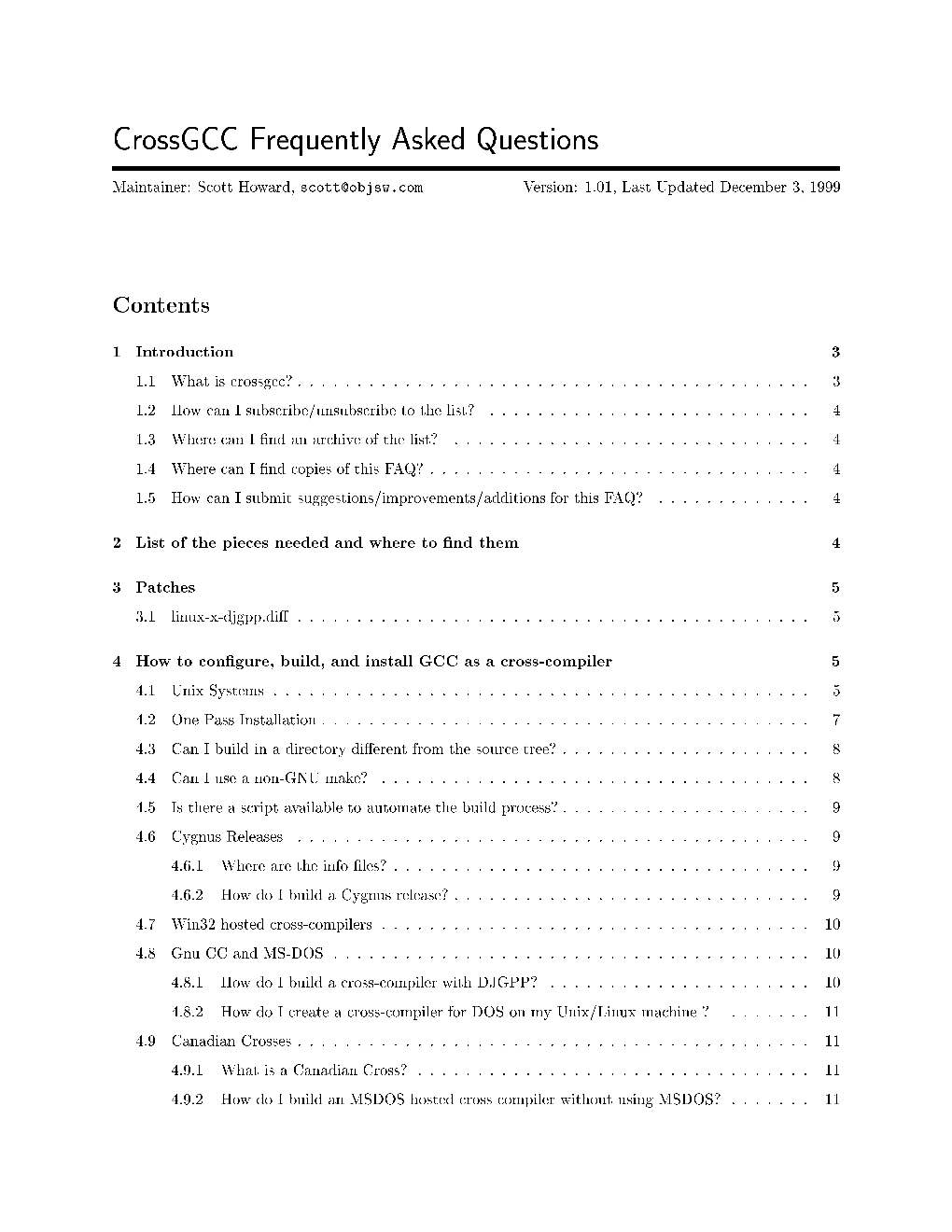 Crossgcc Frequently Asked Questions