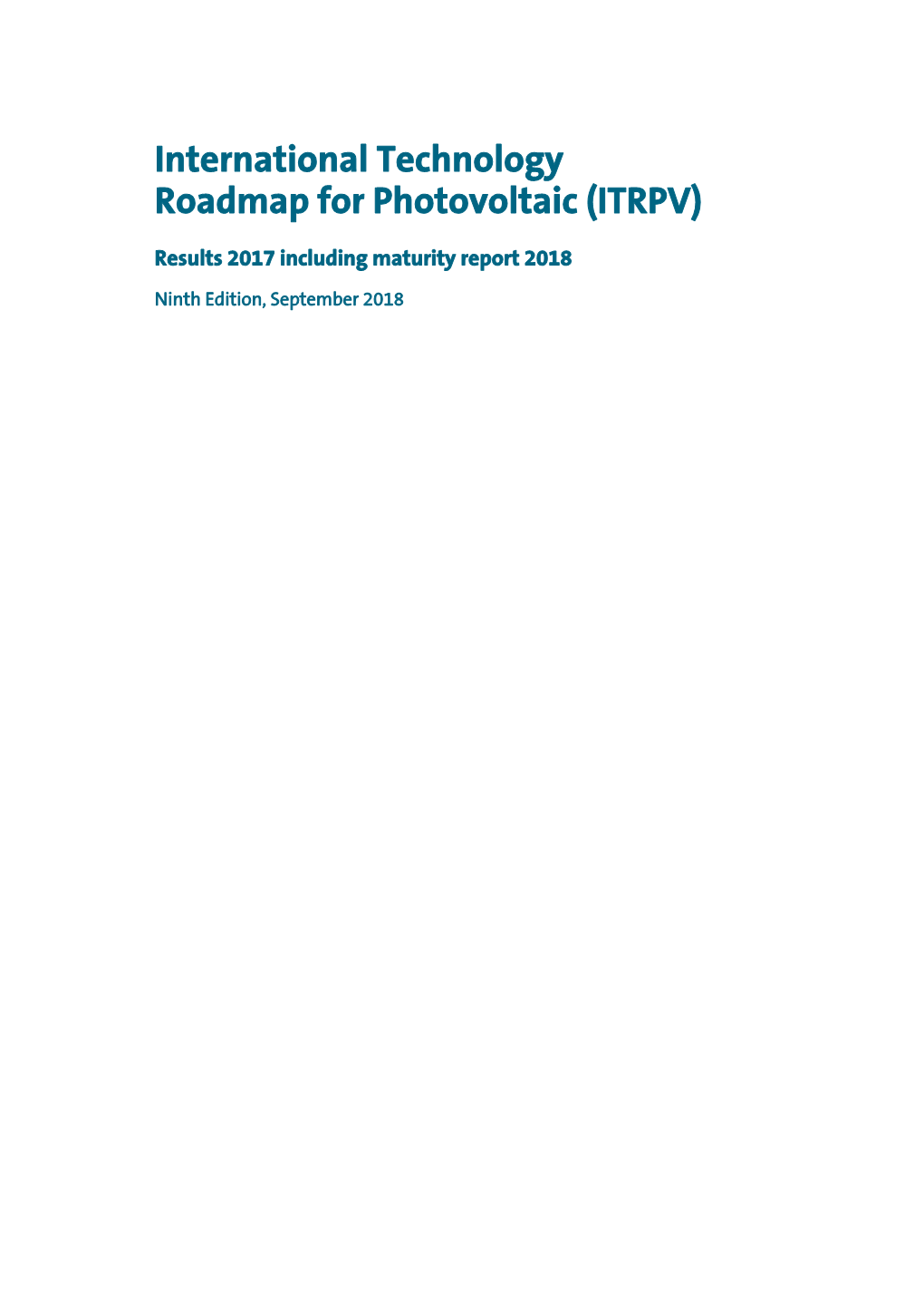 International Technology Roadmap for Photovoltaic (ITRPV)