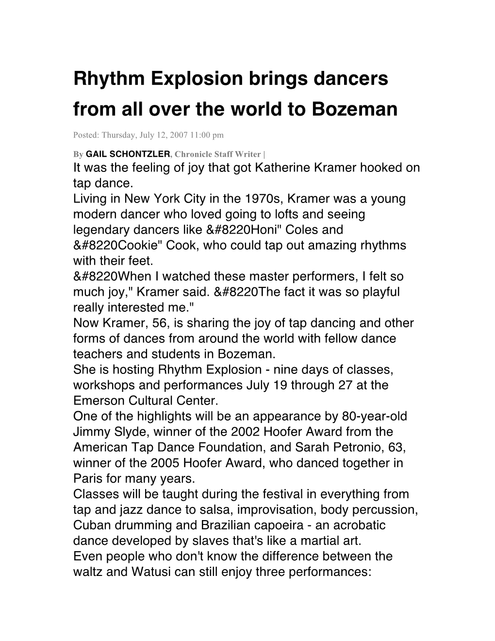 Rhythm Explosion Brings Dancers from All Over the World to Bozeman