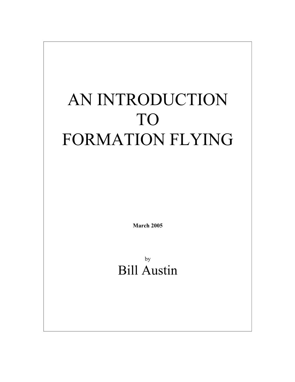 An Introduction to Formation Flying