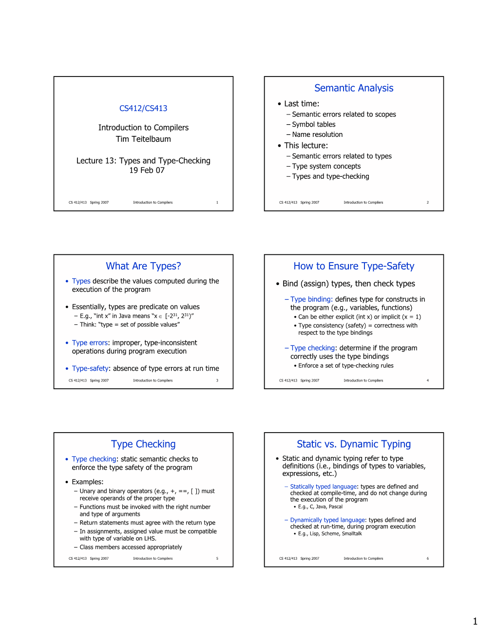 How to Ensure Type-Safety Type Checking Static Vs. Dynamic Typing