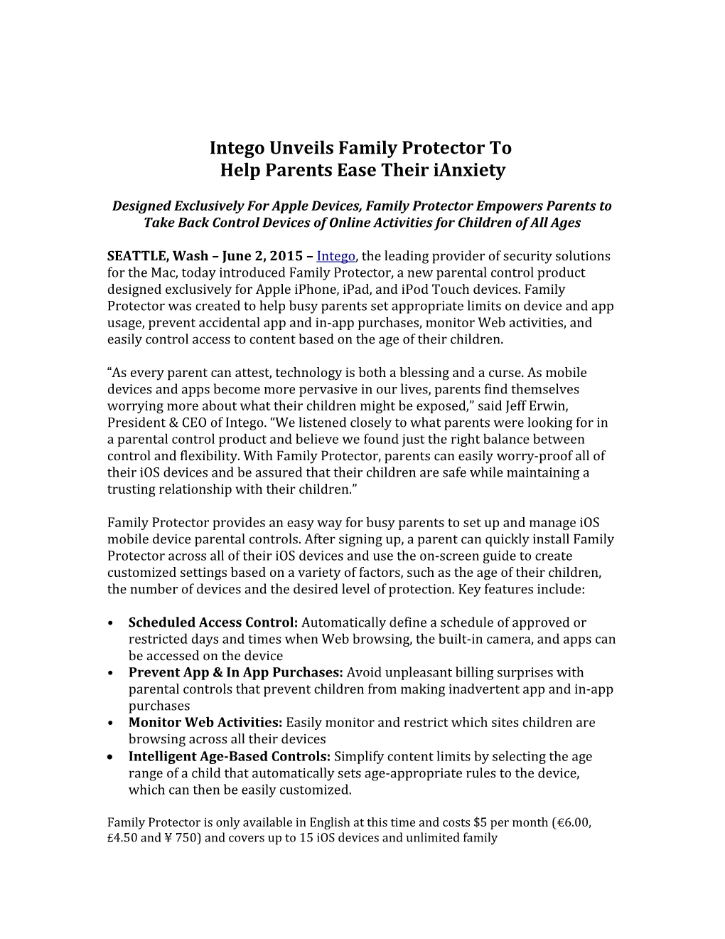 Intego Unveils Family Protector To