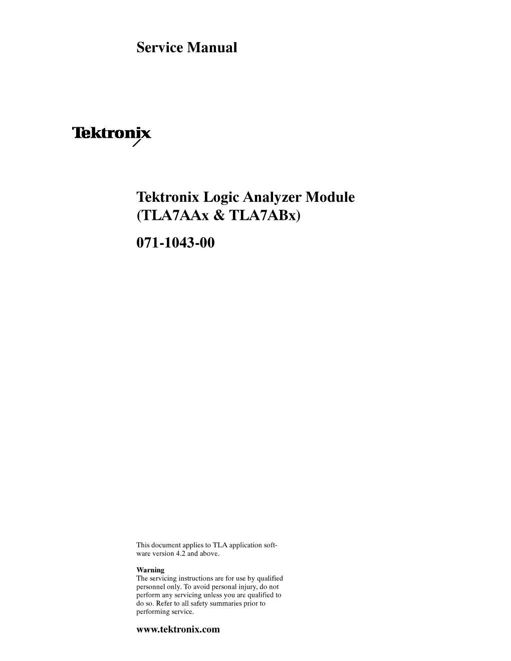 Tektronix Logic Analyzer Module (Tla7aax & Tla7abx) Service