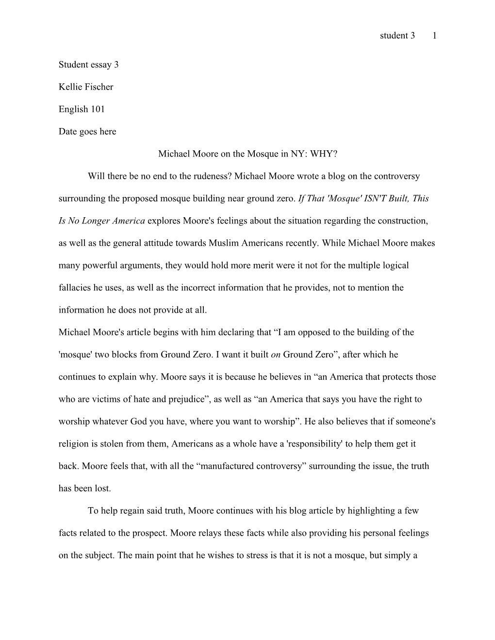 Student Essay 3