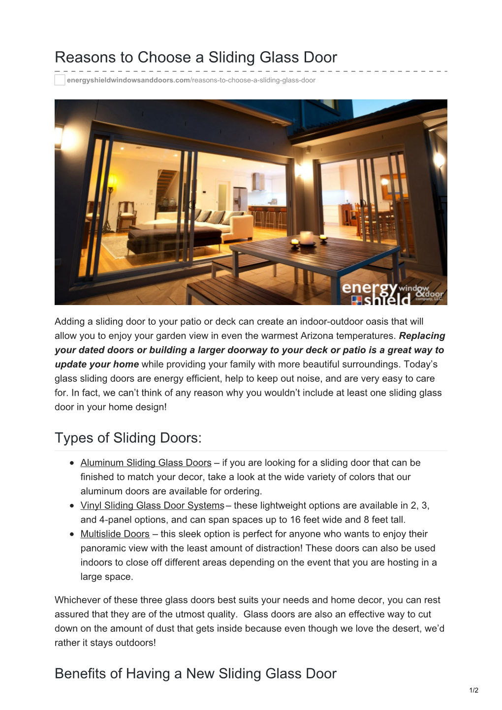 Reasons to Choose a Sliding Glass Door