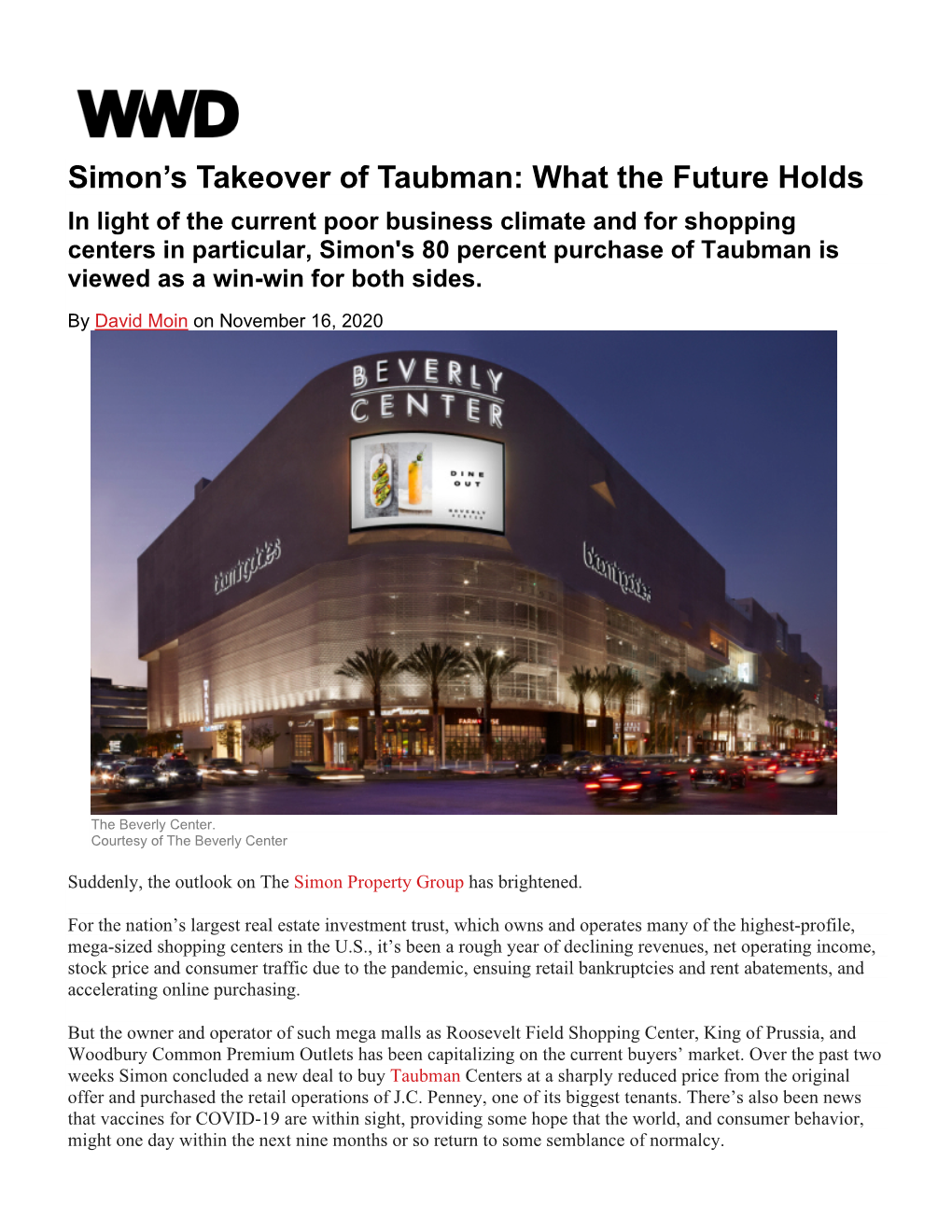 Simon's Takeover of Taubman: What the Future