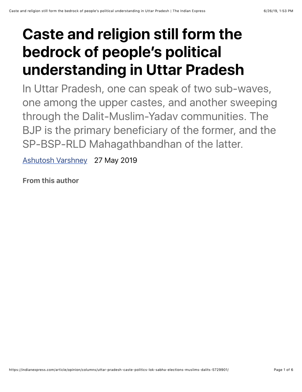 Caste and Religion Still Form the Bedrock of People's Political