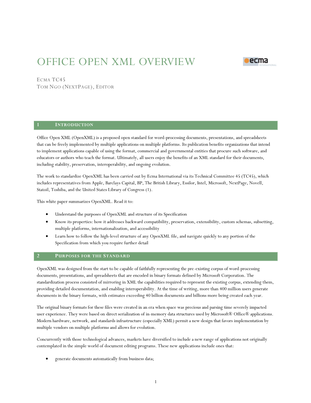 Office Open Xml Overview