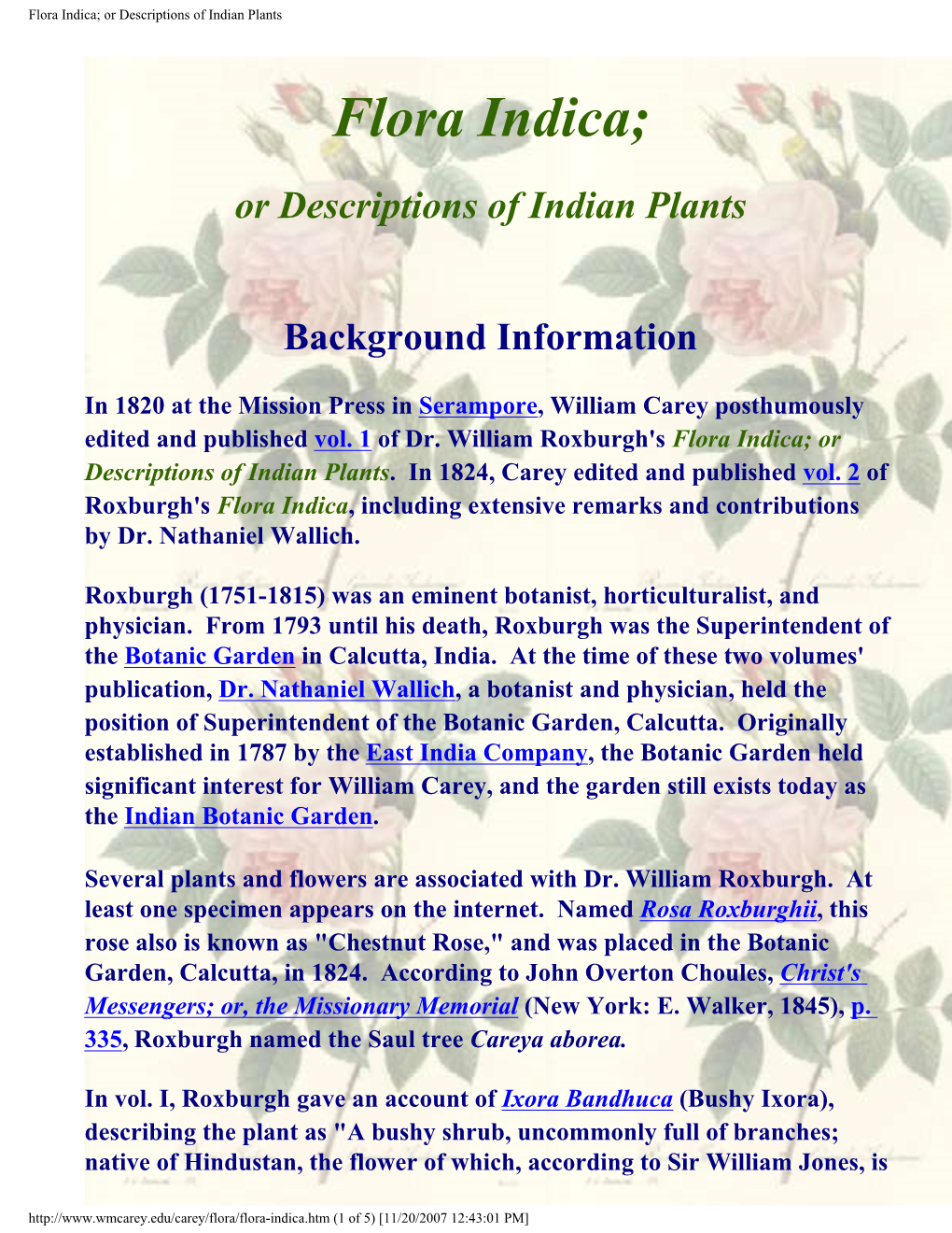 Flora Indica; Or Descriptions of Indian Plants