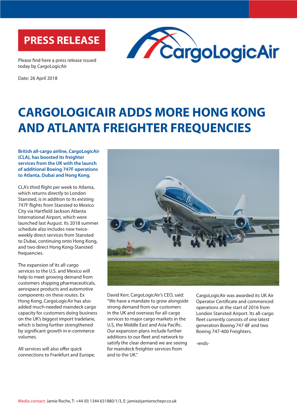Cargologicair Adds More Hong Kong and Atlanta Freighter Frequencies