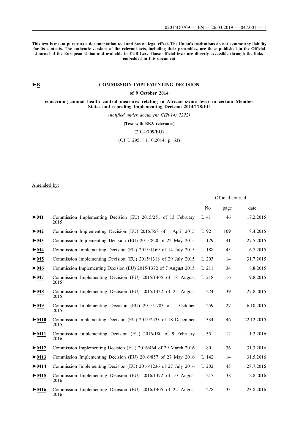 B COMMISSION IMPLEMENTING DECISION of 9