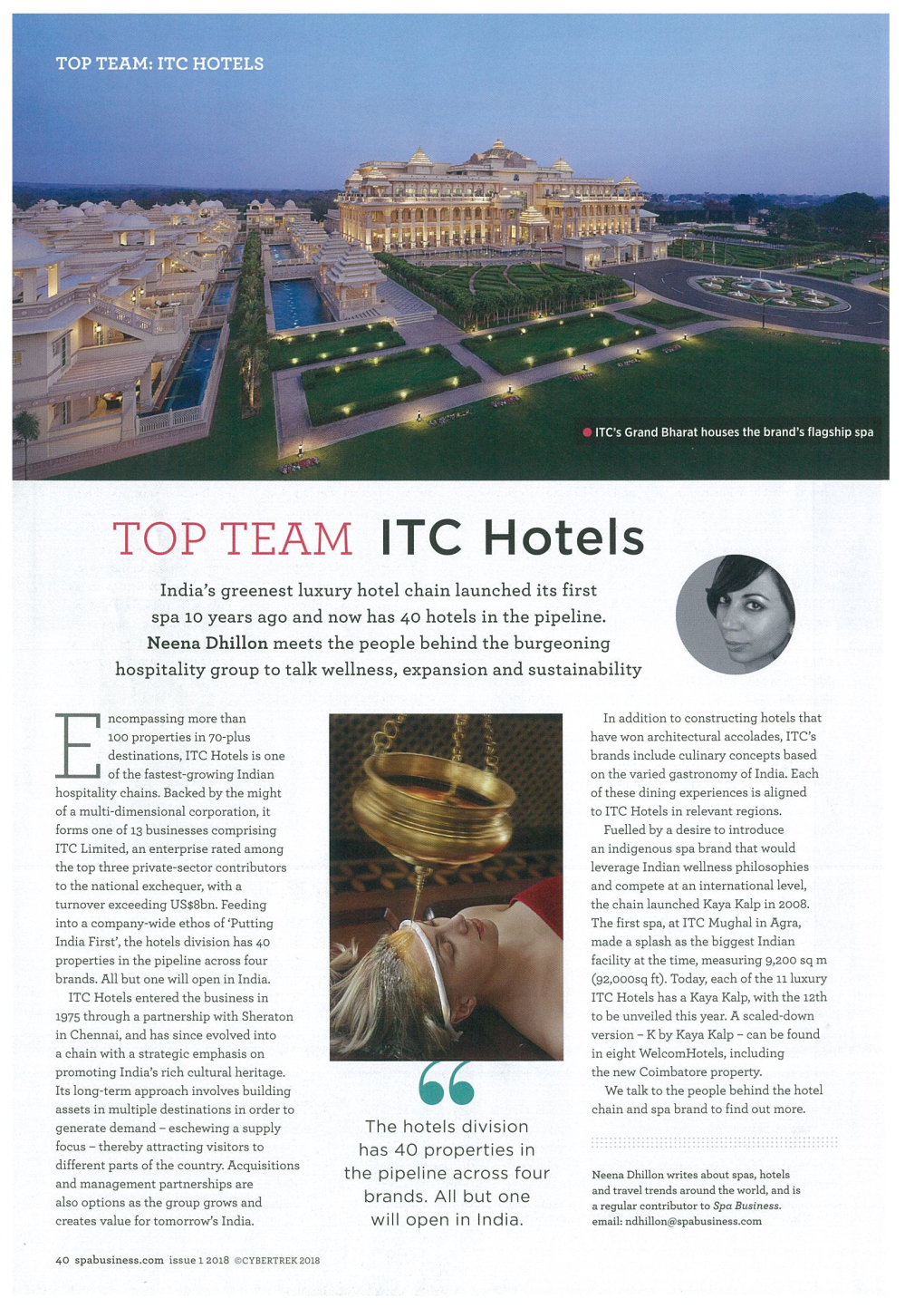 TOP TEAM ITC Hotels India’S Greenest Luxury Hotel Chain Launched Its First Spa 10 Years Ago and Now Has 40 Hotels in the Pipeline