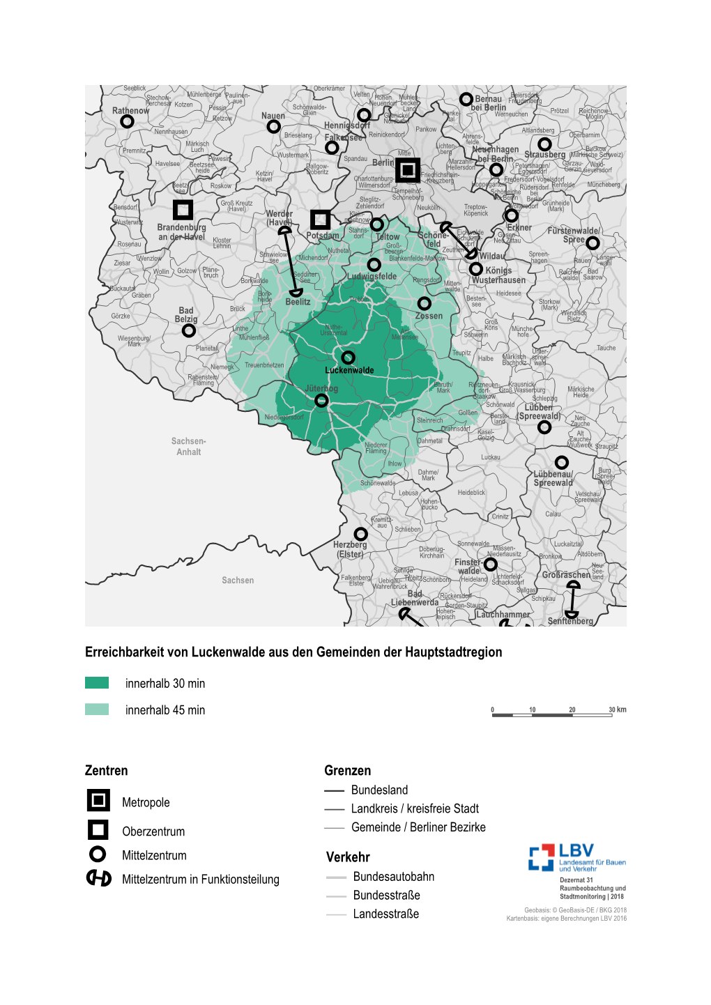 Detailkarte Erreichbarkeit Luckenwalde