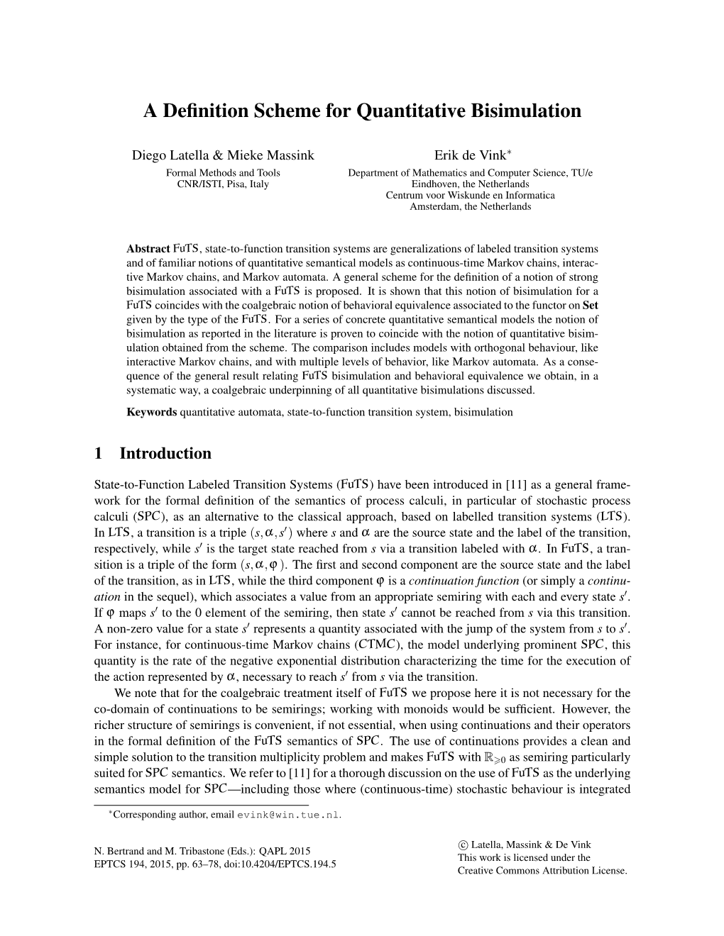 A Definition Scheme for Quantitative Bisimulation