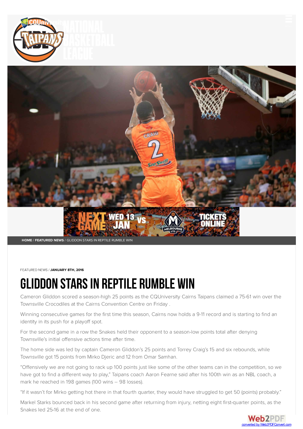Official Website of the Cquniversity Cairns Taipans