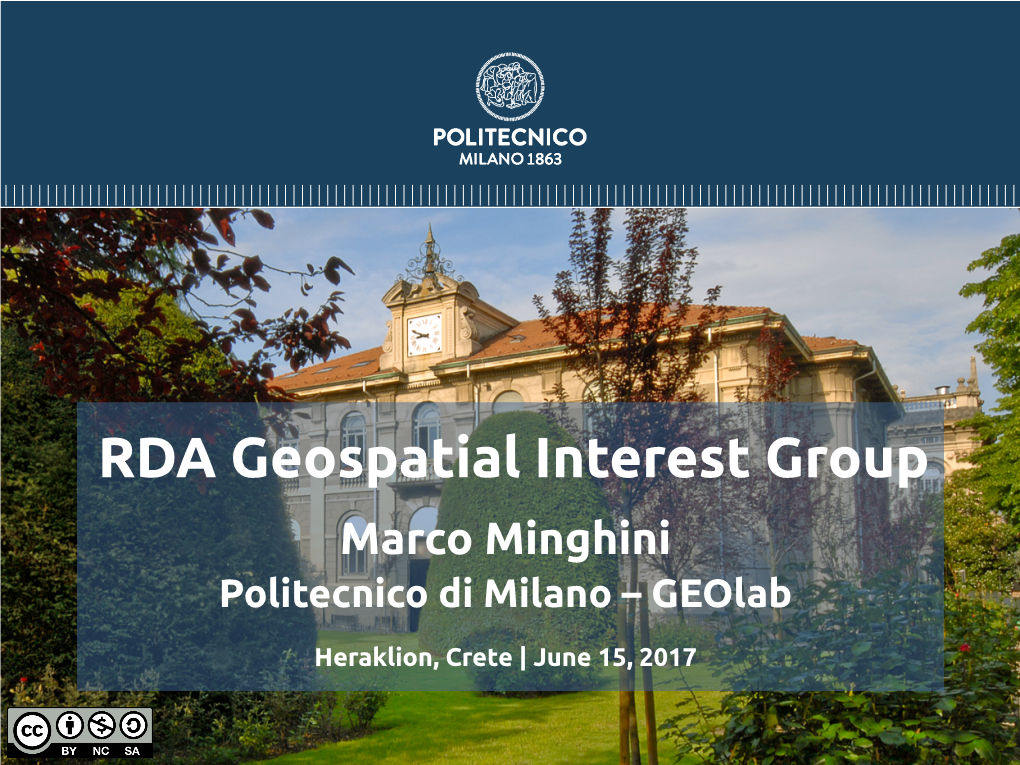 RDA Geospatial Interest Group Marco Minghini Politecnico Di Milano – Geolab