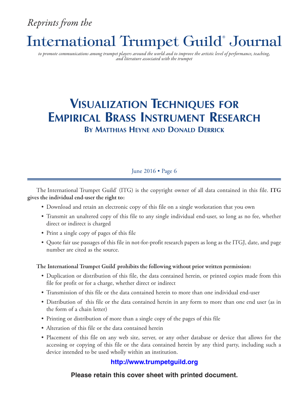 Visualization Techniques for Empirical Brass Instrument Research by Matthias Heyne and Donald Derrick