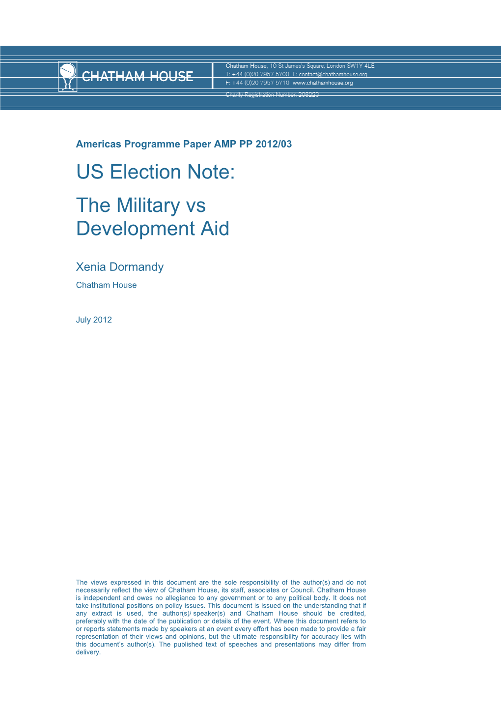 The Military Vs Development Aid