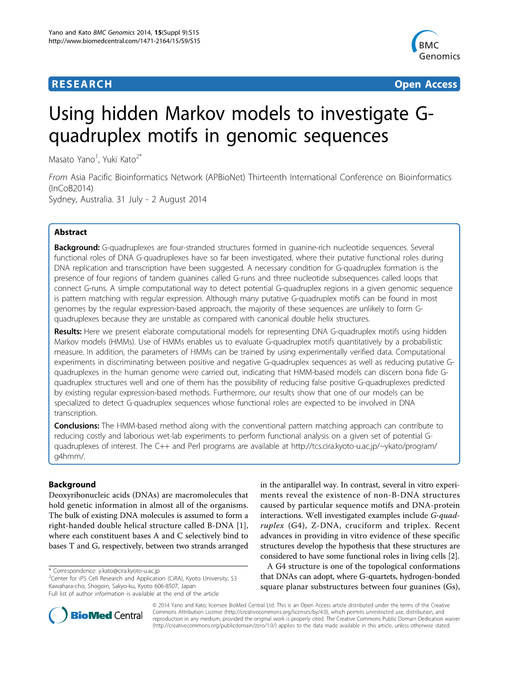 Using Hidden Markov Models to Investigate G- Quadruplex Motifs in Genomic Sequences