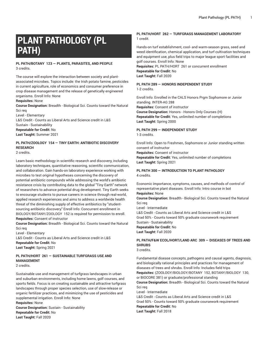 Plant Pathology (PL PATH) 1