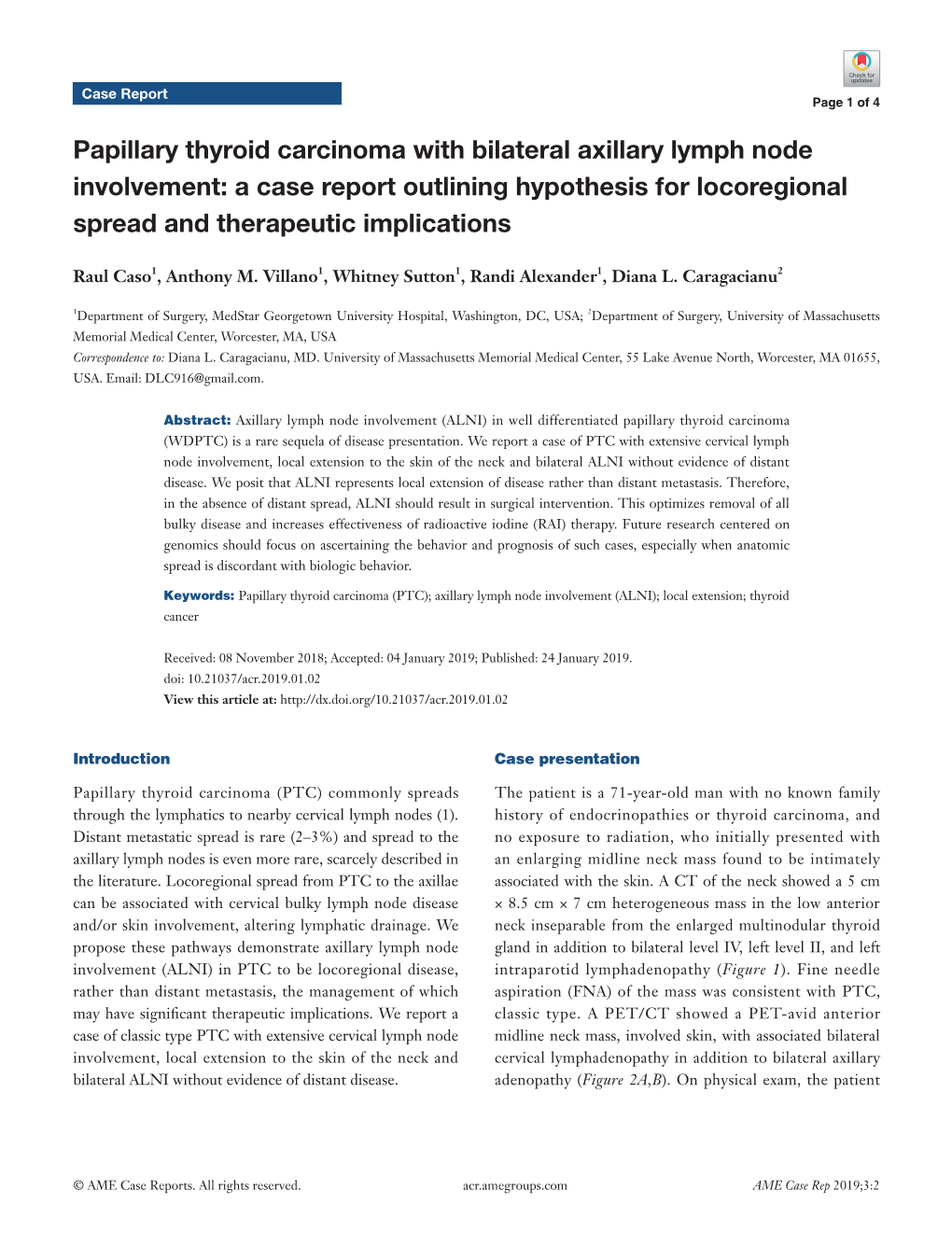 Papillary Thyroid Carcinoma with Bilateral Axillary Lymph Node Involvement: a Case Report Outlining Hypothesis for Locoregional Spread and Therapeutic Implications