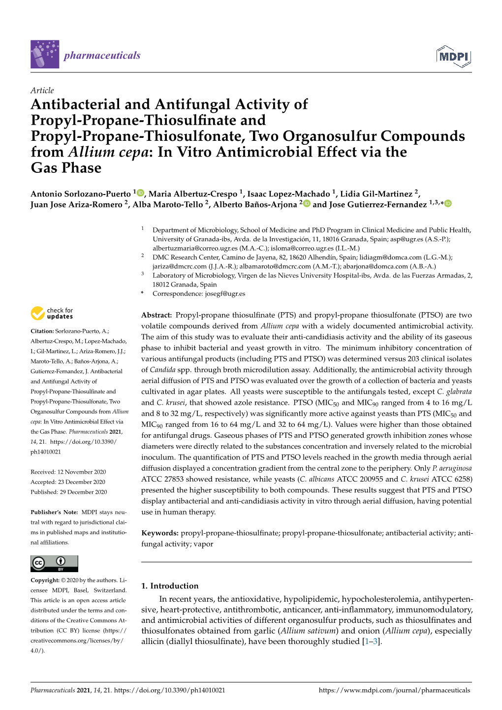 Antibacterial and Antifungal Activity of Propyl-Propane-Thiosulfinate And