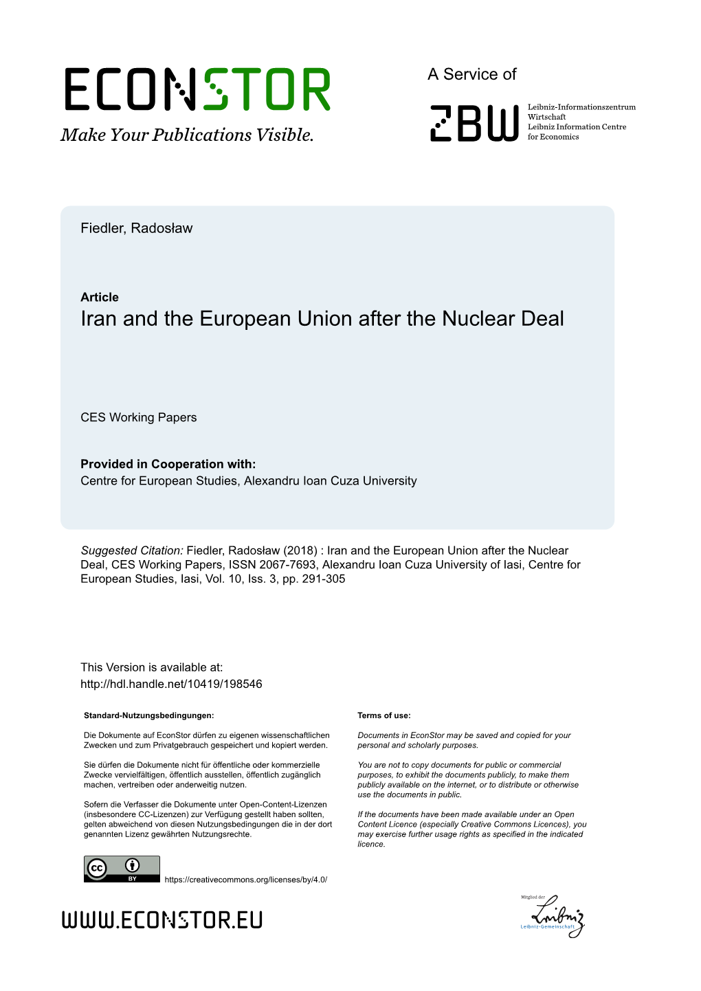 Iran and the European Union After the Nuclear Deal