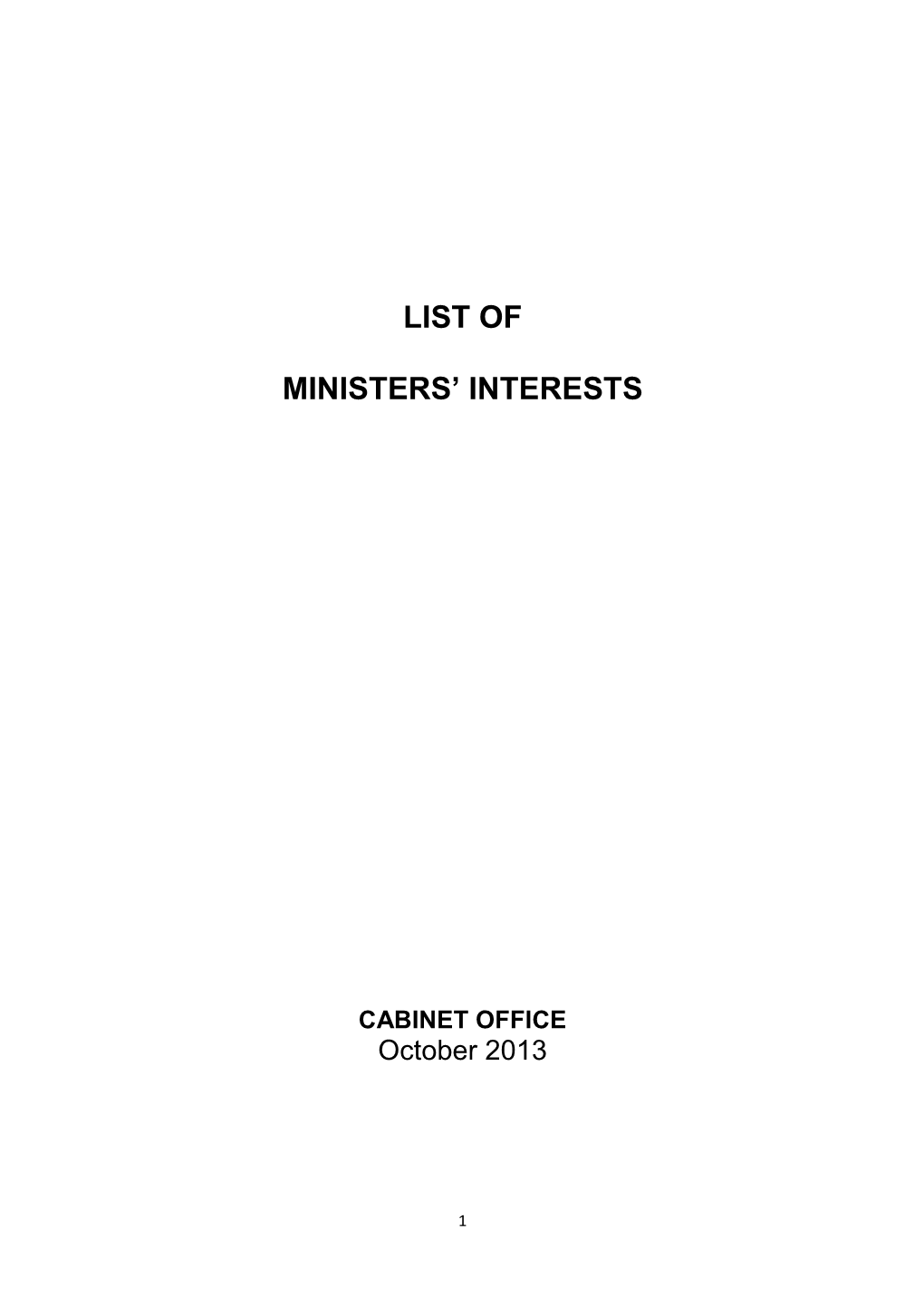 List of Ministers' Interests