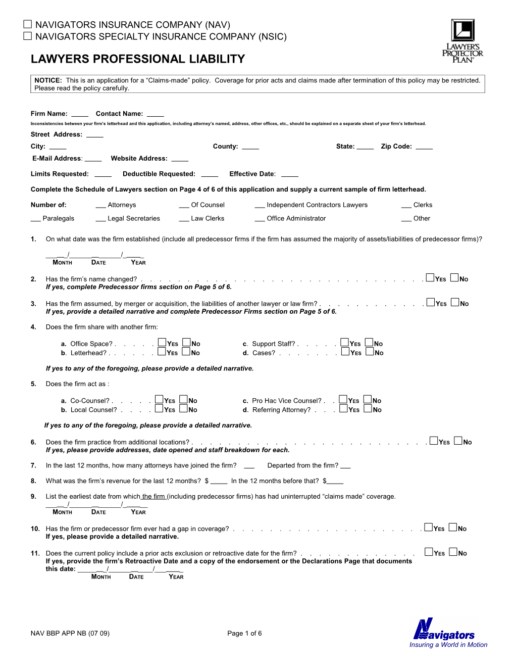 Navigators Insurance Company (NAV)