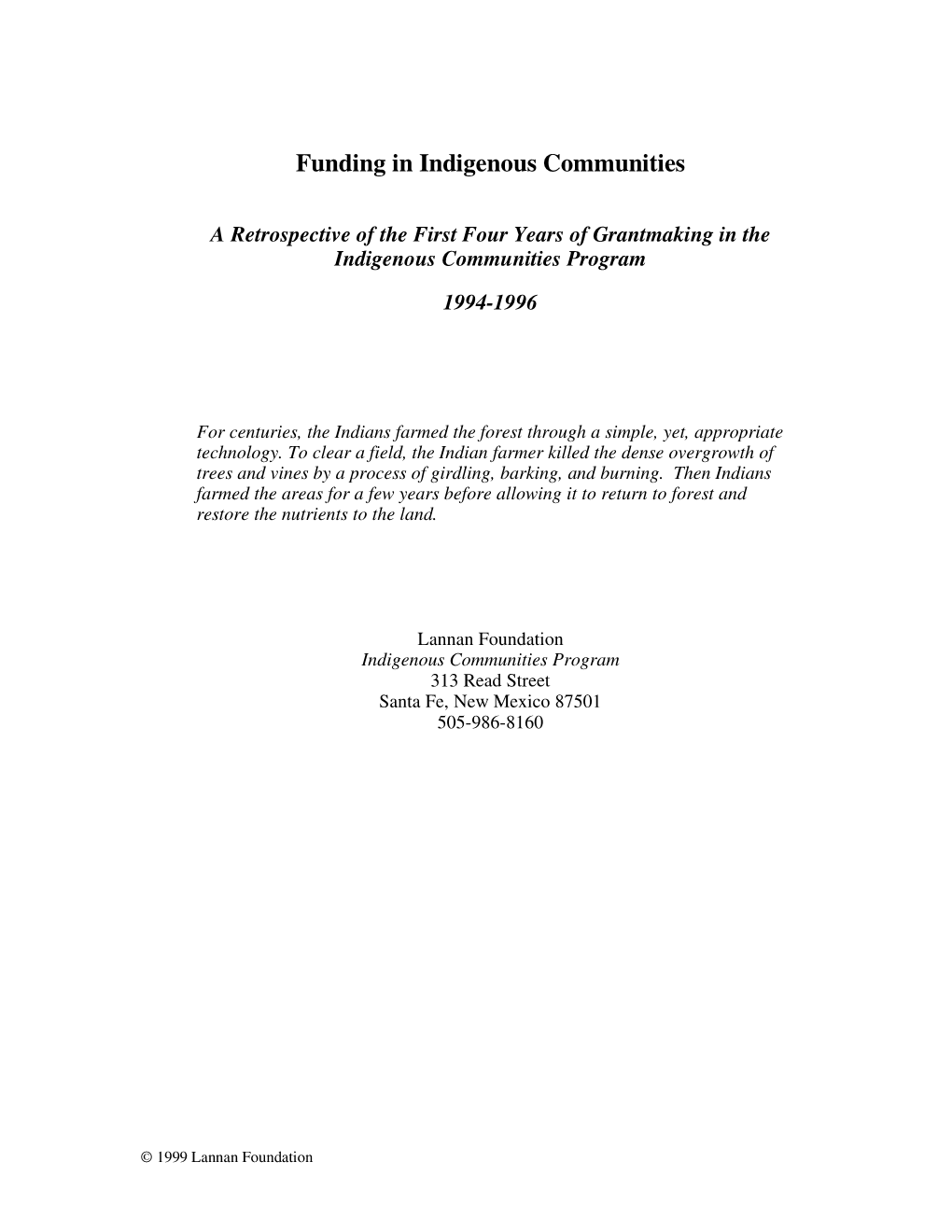 Funding in Indigenous Communities