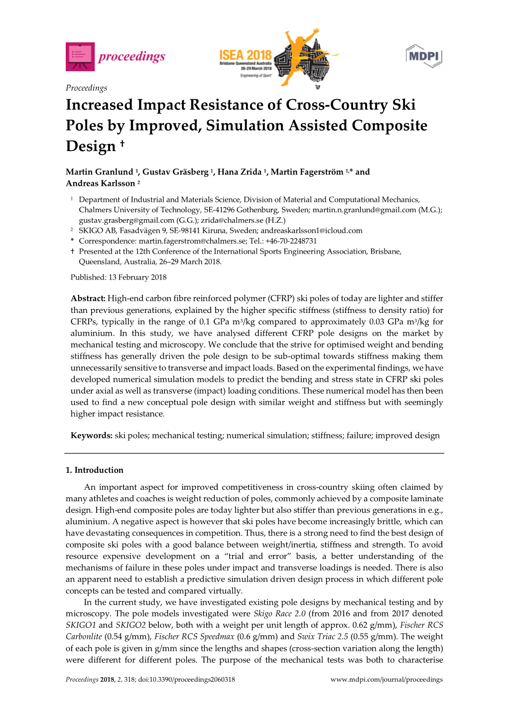 Increased Impact Resistance of Cross-Country Ski Poles by Improved, Simulation Assisted Composite Design †