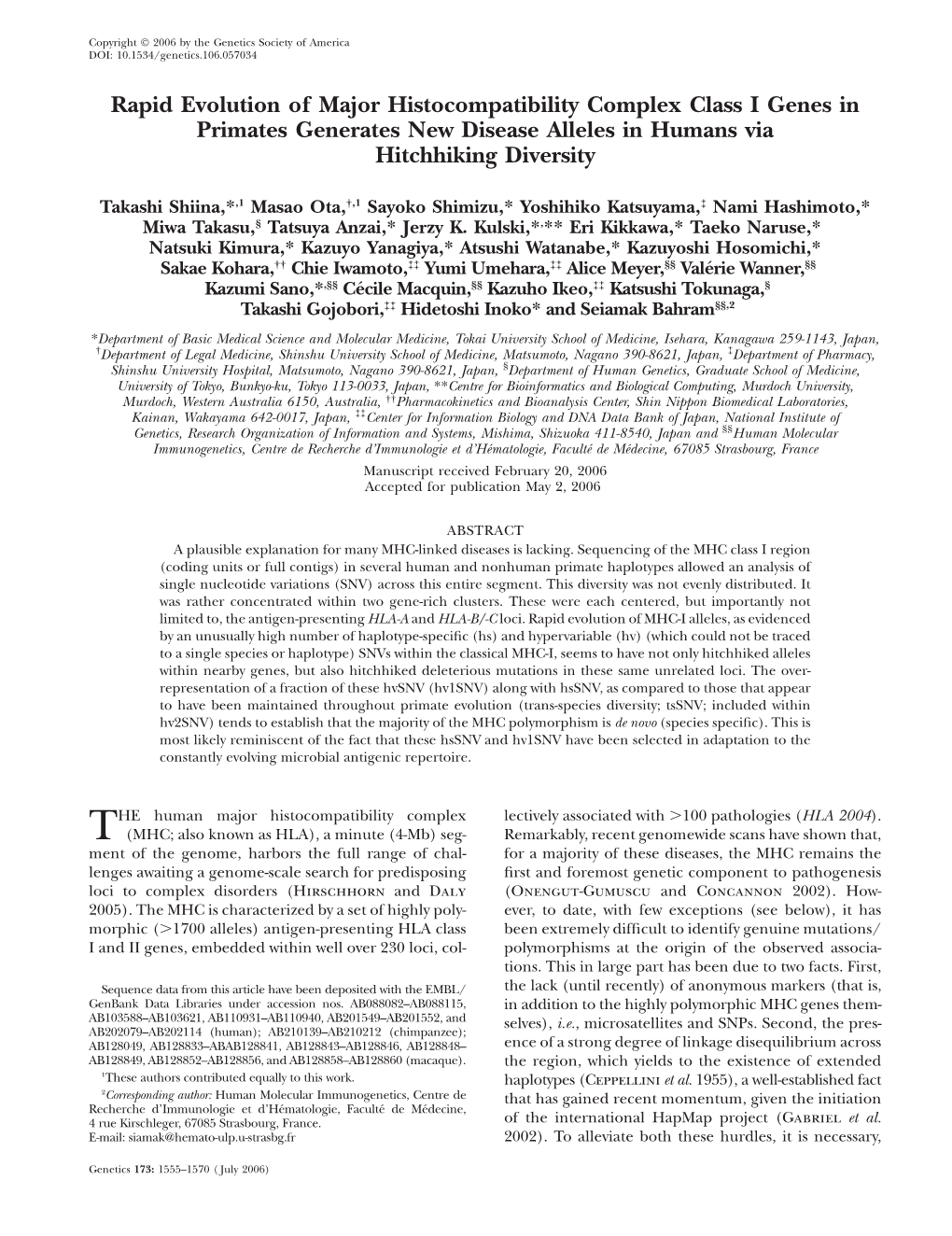 Rapid Evolution of Major Histocompatibility Complex Class I Genes in Primates Generates New Disease Alleles in Humans Via Hitchhiking Diversity