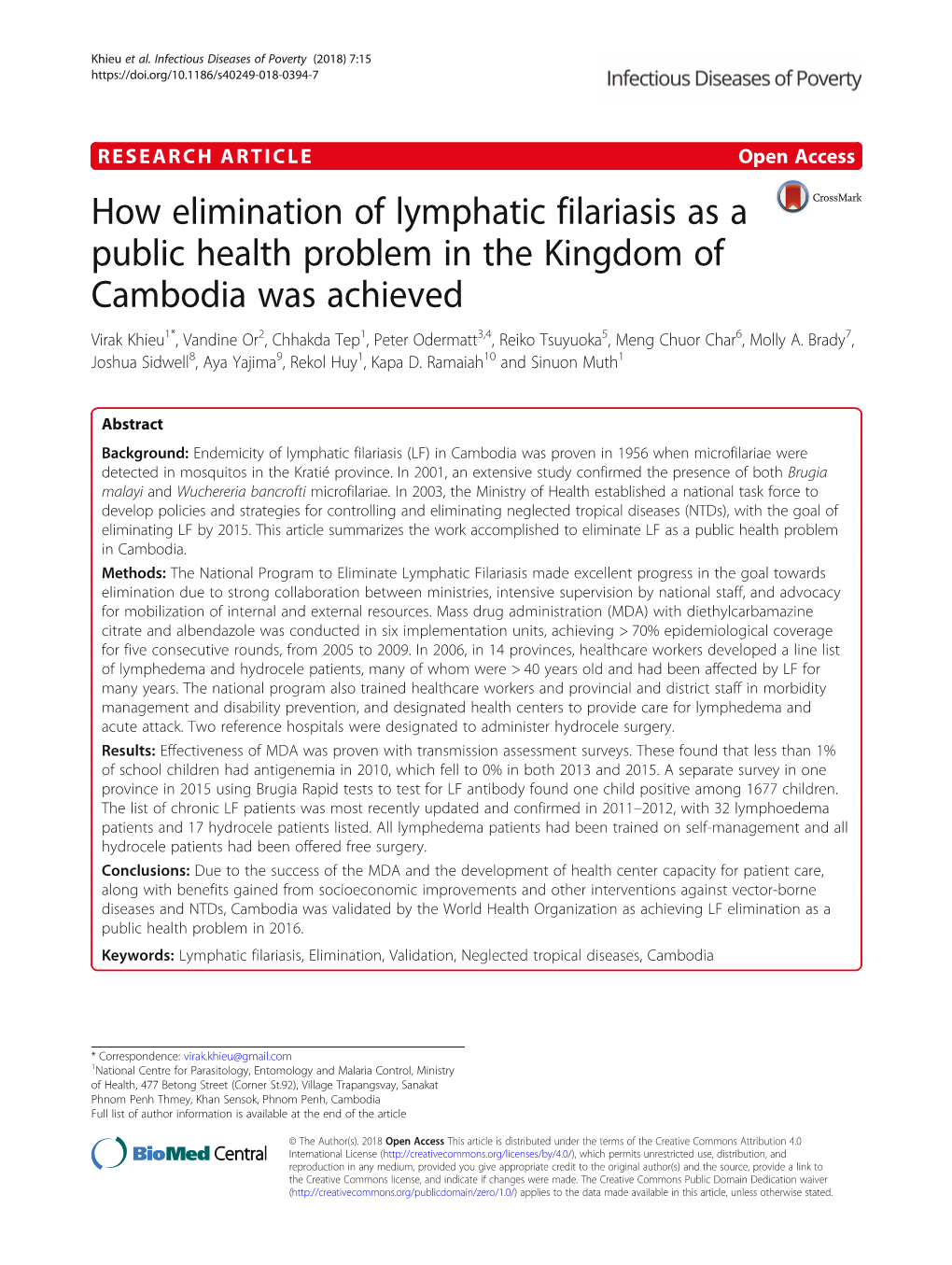 How Elimination of Lymphatic Filariasis As a Public Health Problem in The