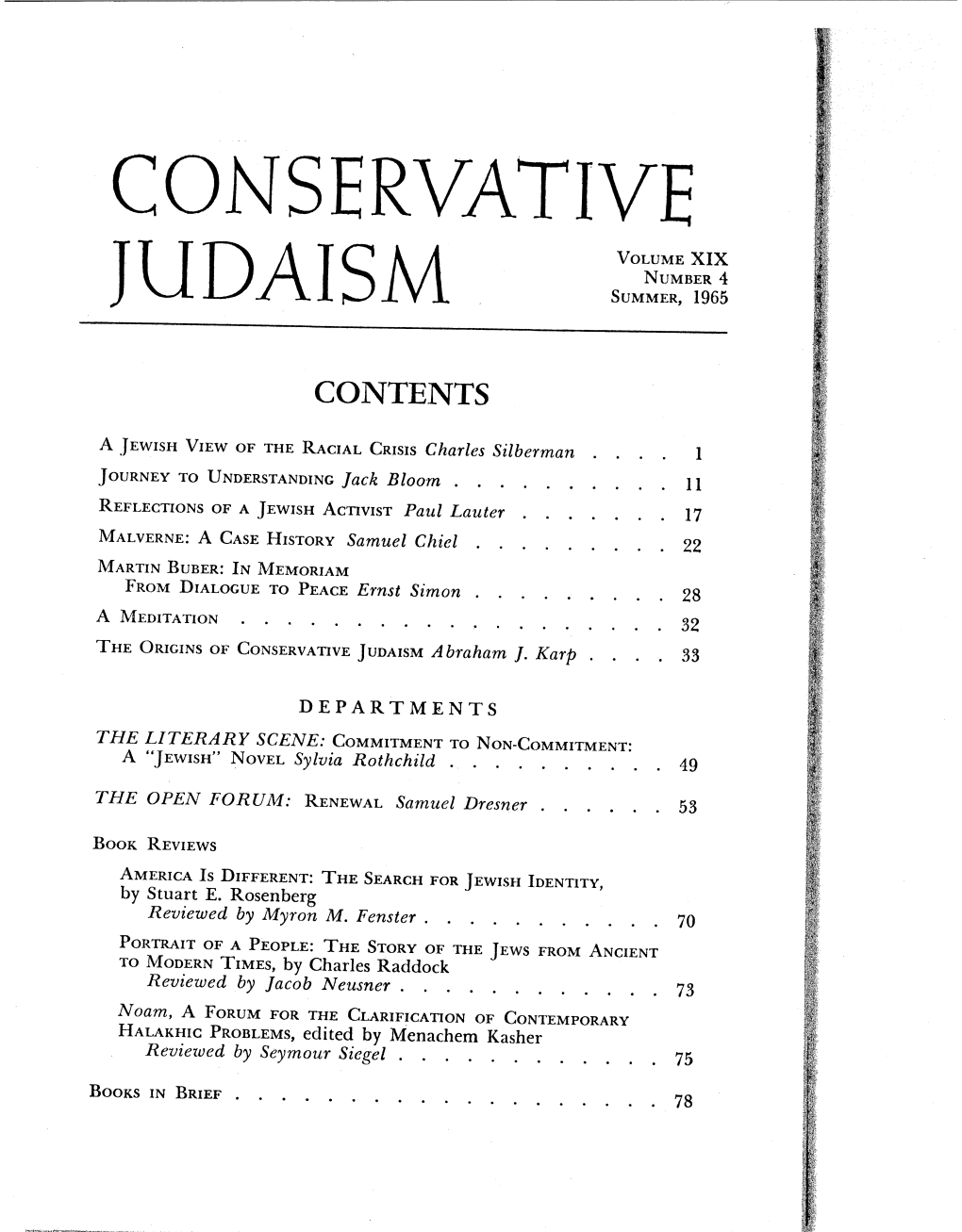 Conservative JUDAISM a Braham J