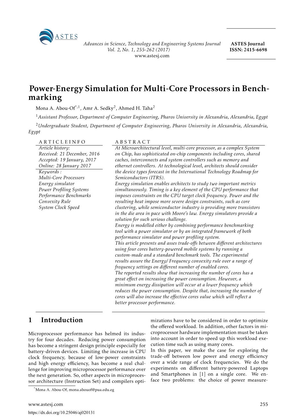 Power-Energy Simulation for Multi-Core Processors in Bench- Marking Mona A