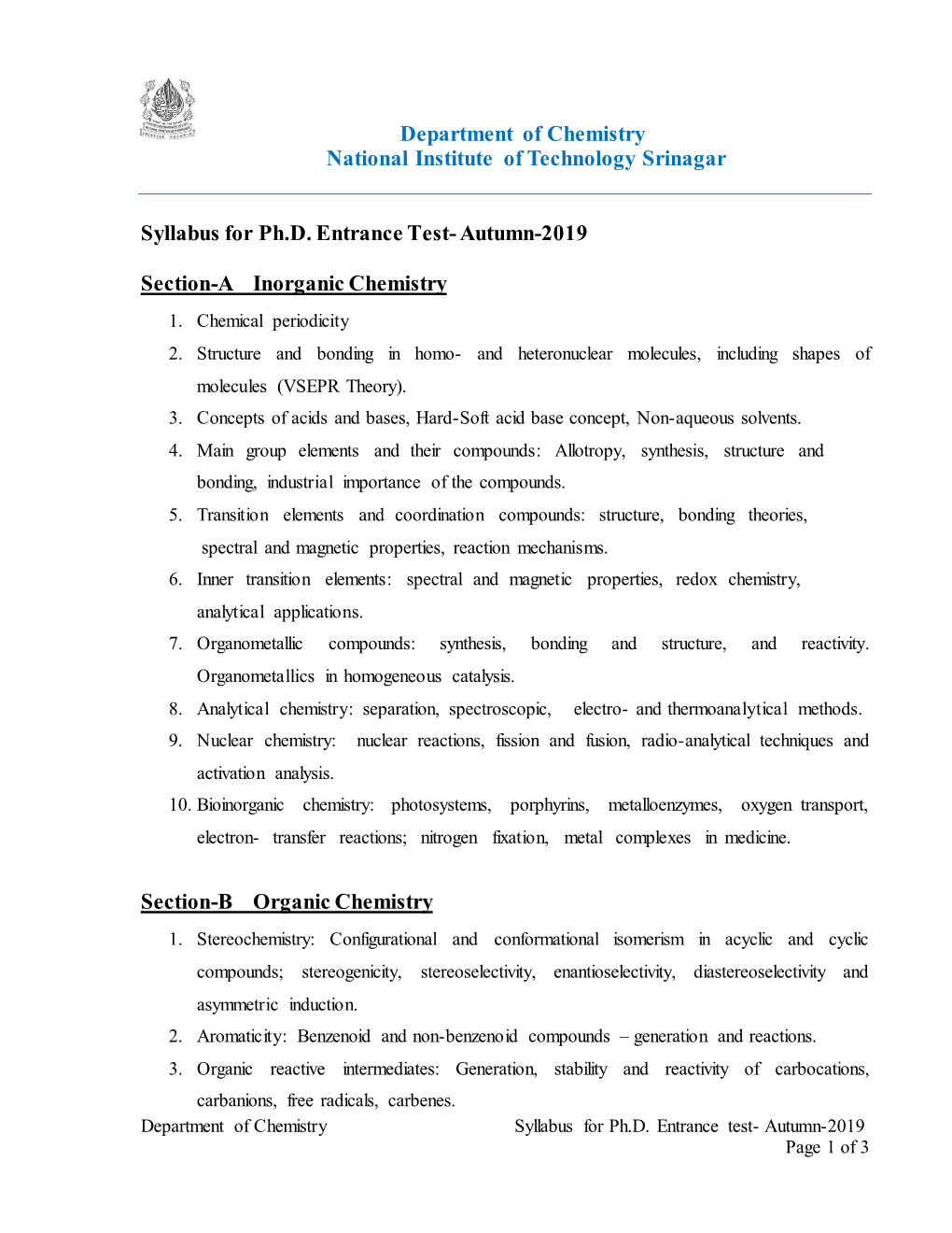 Inorganic Chemistry 1