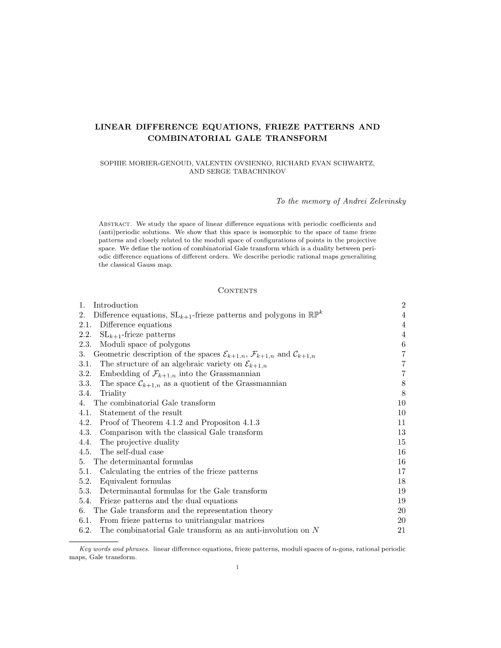 Linear Difference Equations, Frieze Patterns and Combinatorial Gale Transform