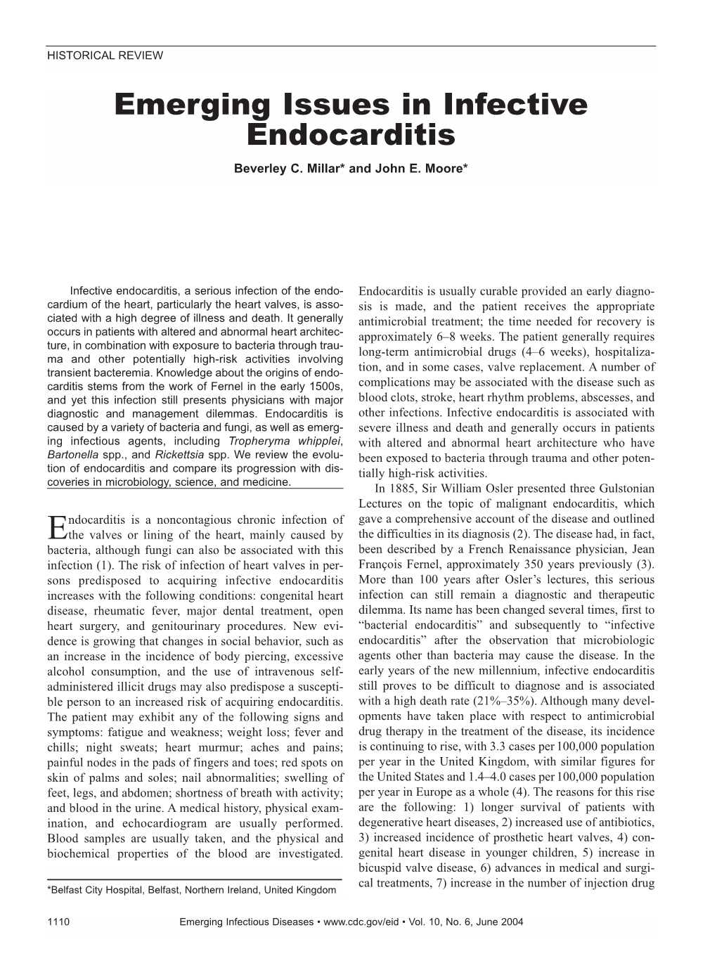 Emerging Issues in Infective Endocarditis Beverley C