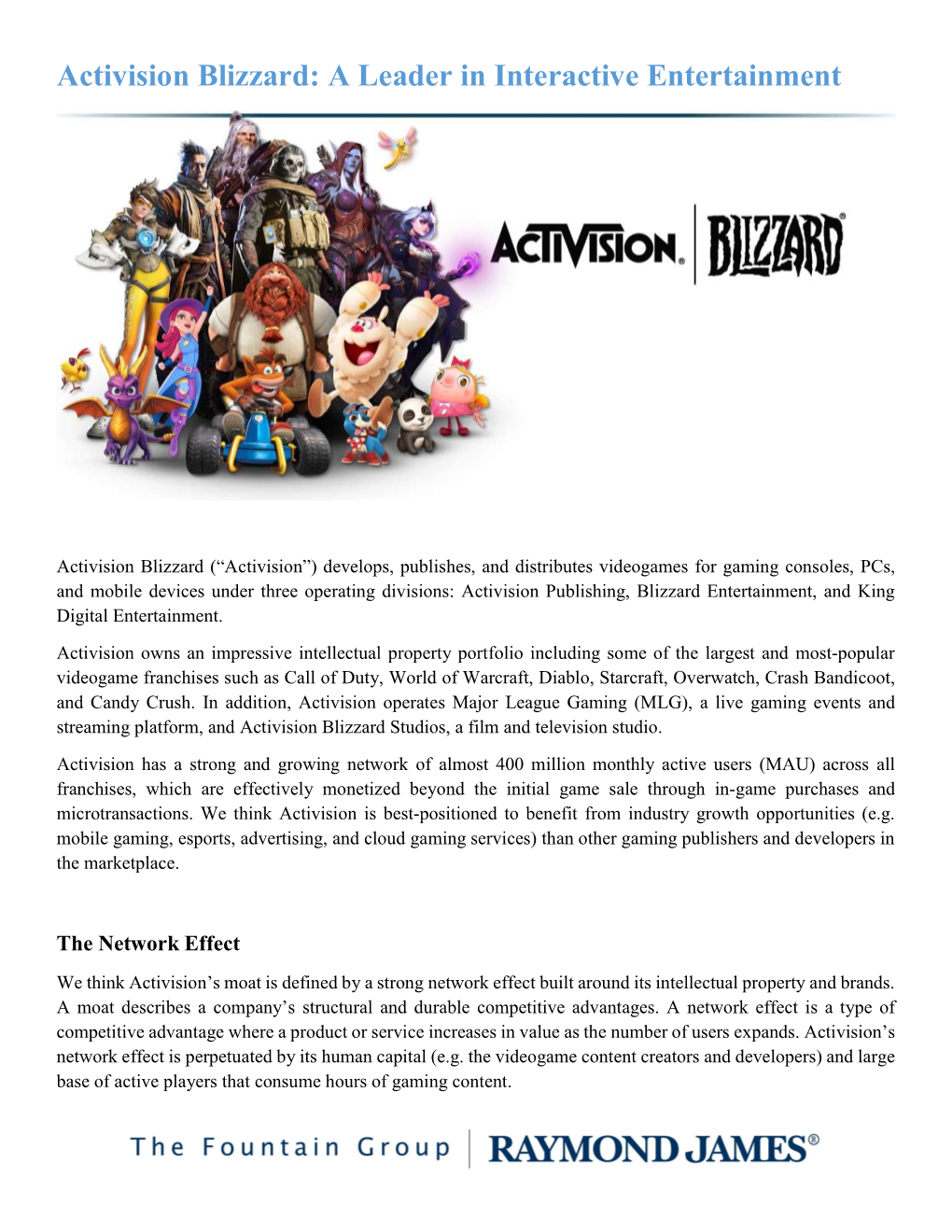 Activision Blizzard: a Leader in Interactive Entertainment