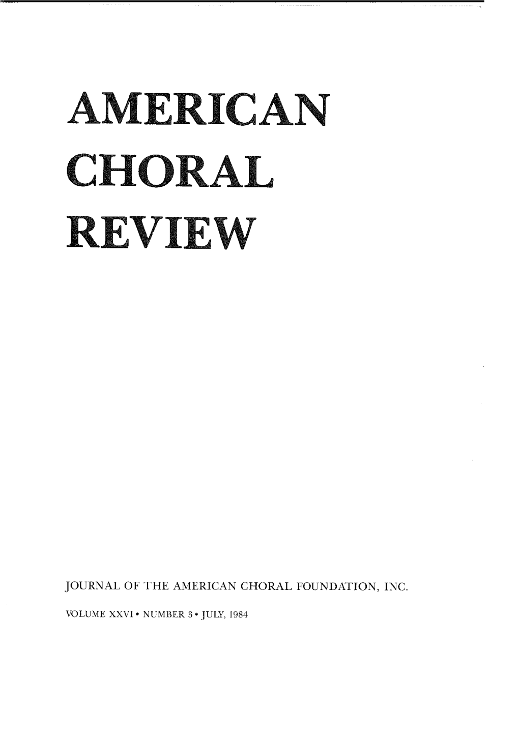 American Choral Review