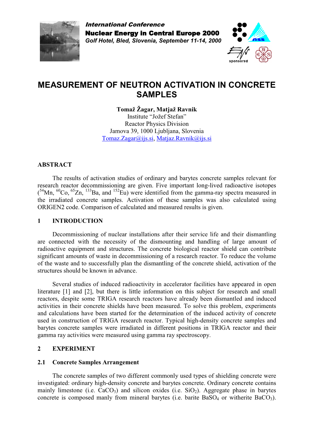 Measurement of Neutron Activation in Concrete Samples