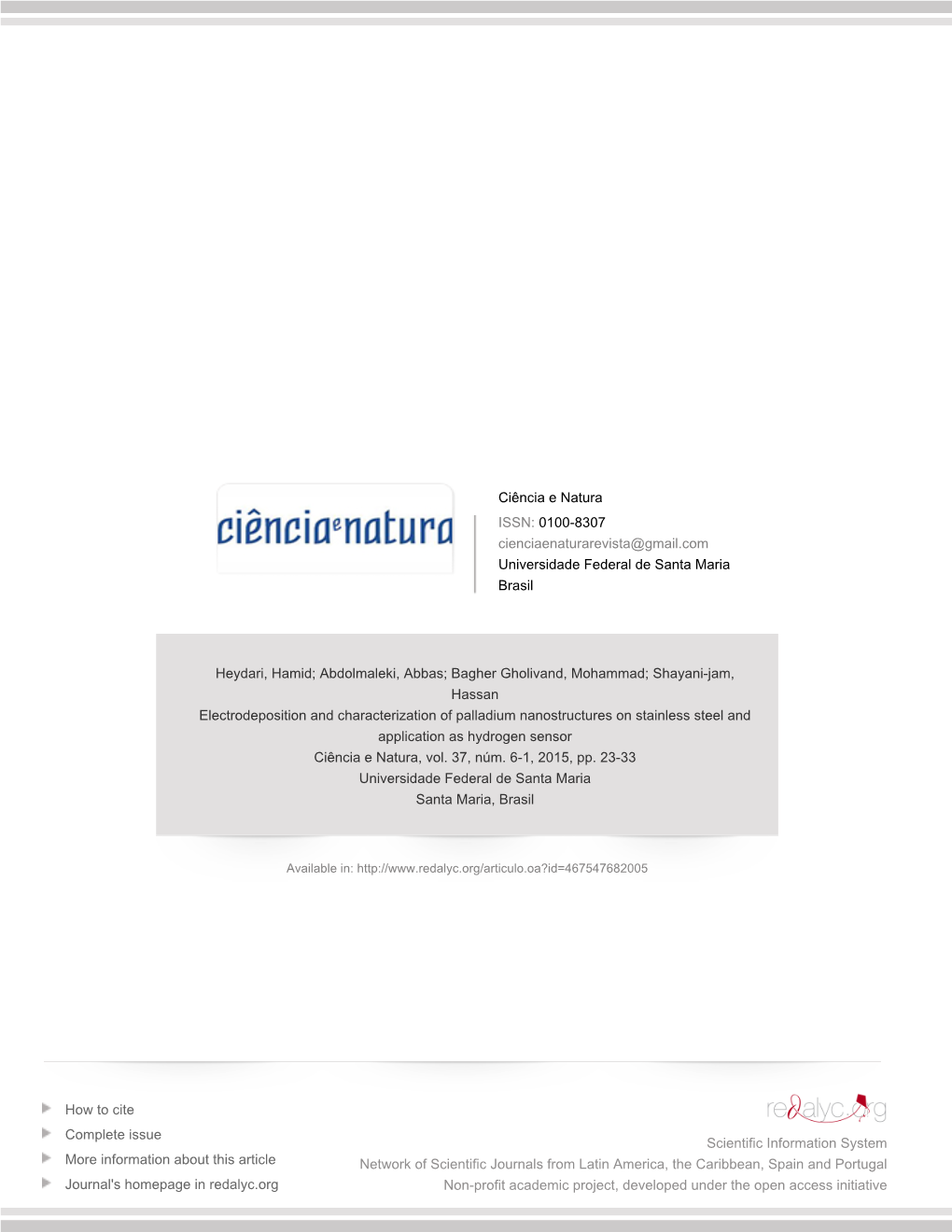 Redalyc.Electrodeposition and Characterization of Palladium