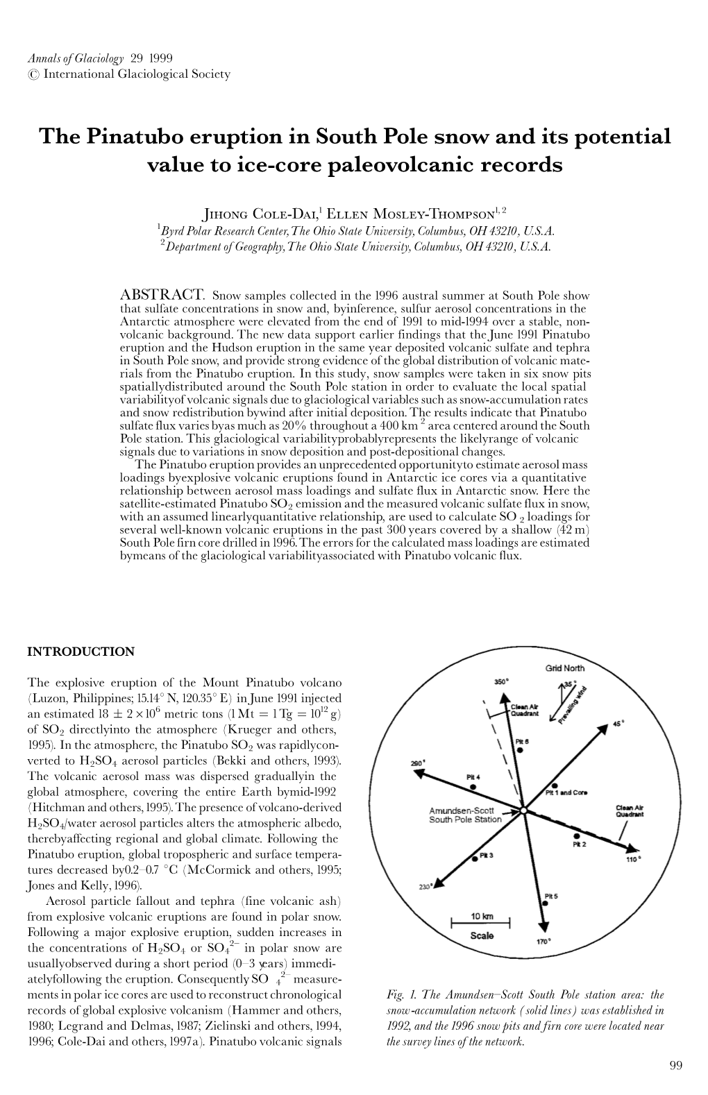 The Pinatubo Eruption in South Pole Snow and Its Potential Value to Ice-Core Paleovolcanic Records