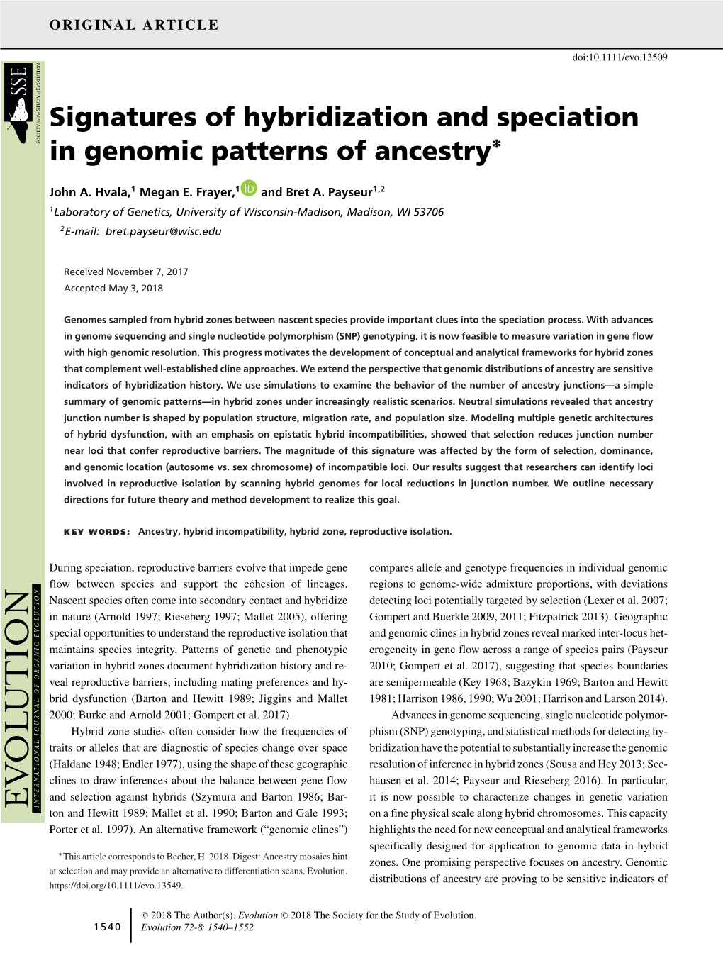 Signatures of Hybridization and Speciation in Genomic Patterns Of