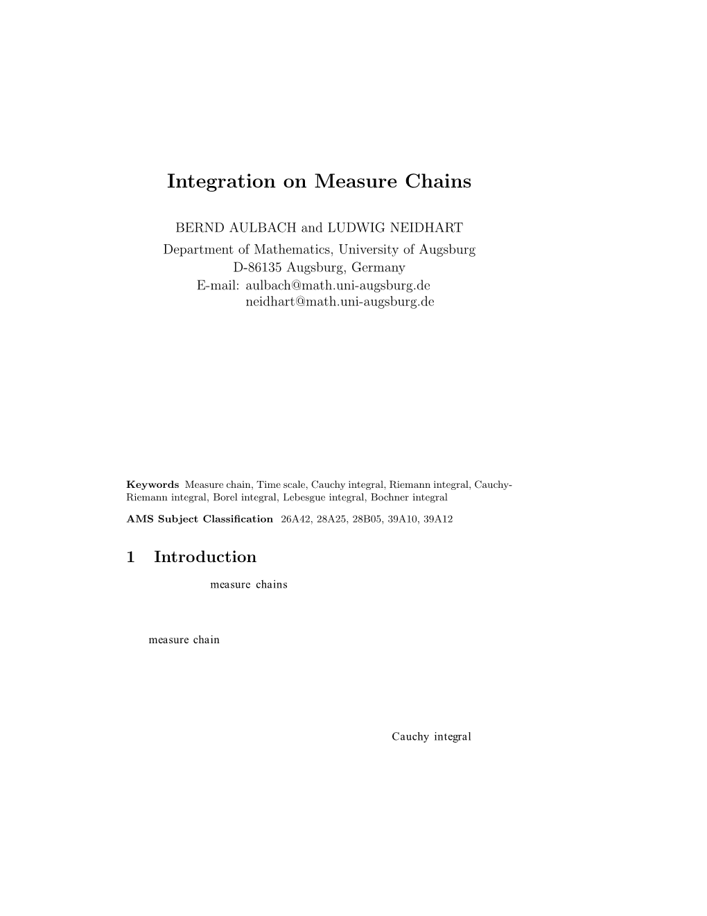 Integration on Measure Chains