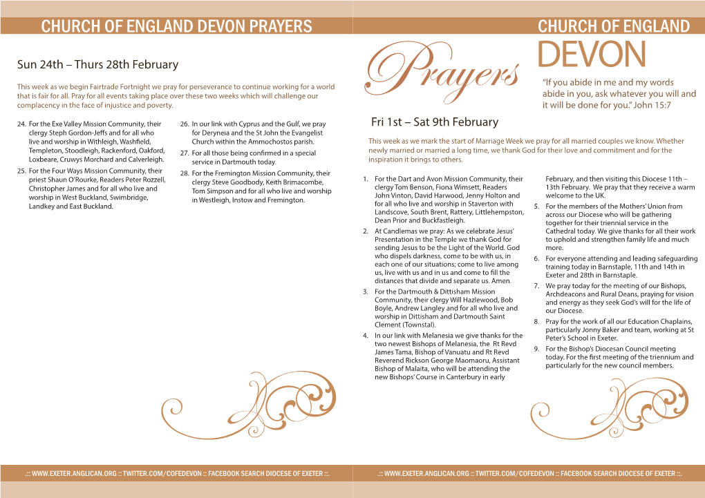 Church of England Devon Prayers Church of England