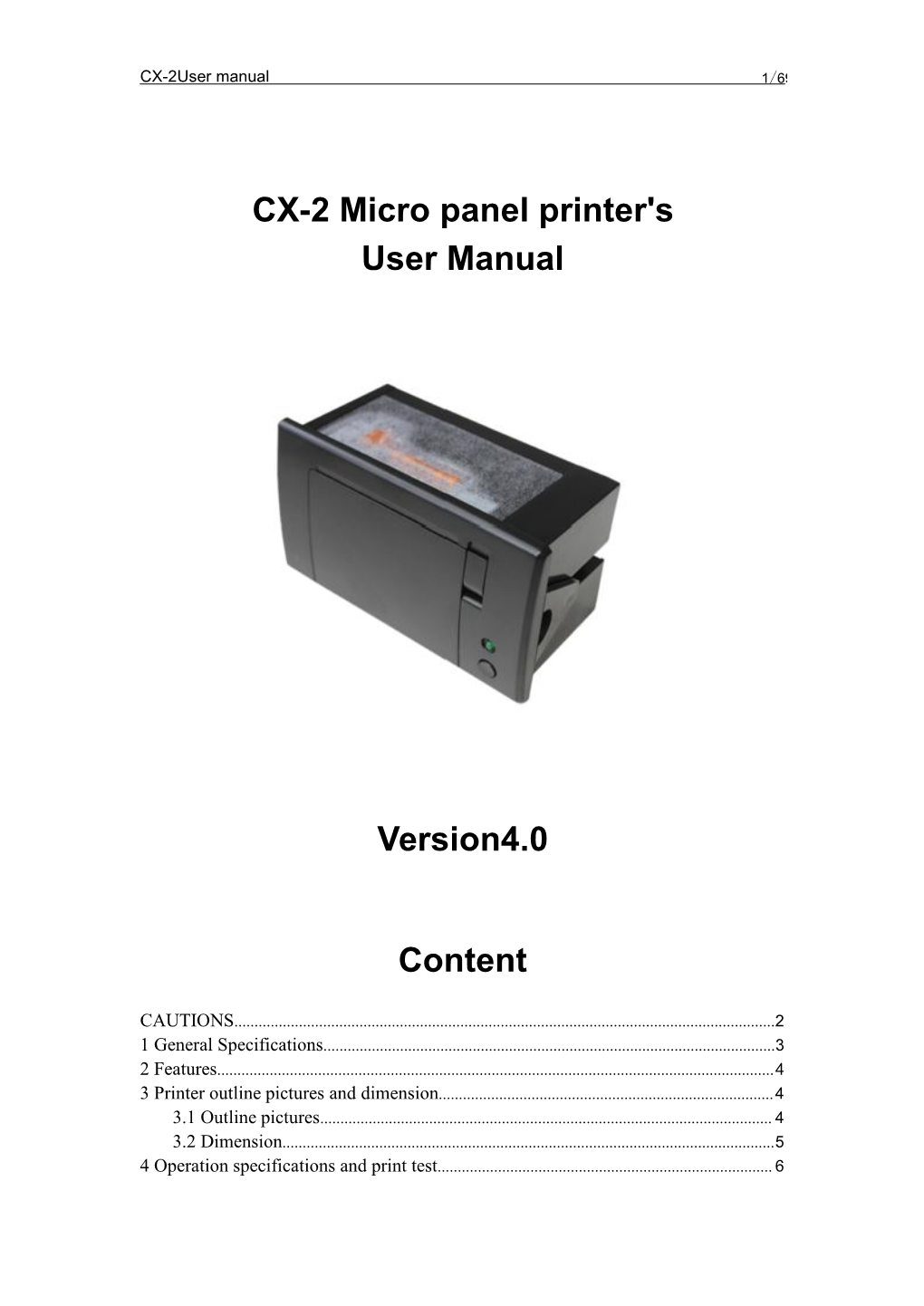 CSN-A5 Micro Panel Printer's