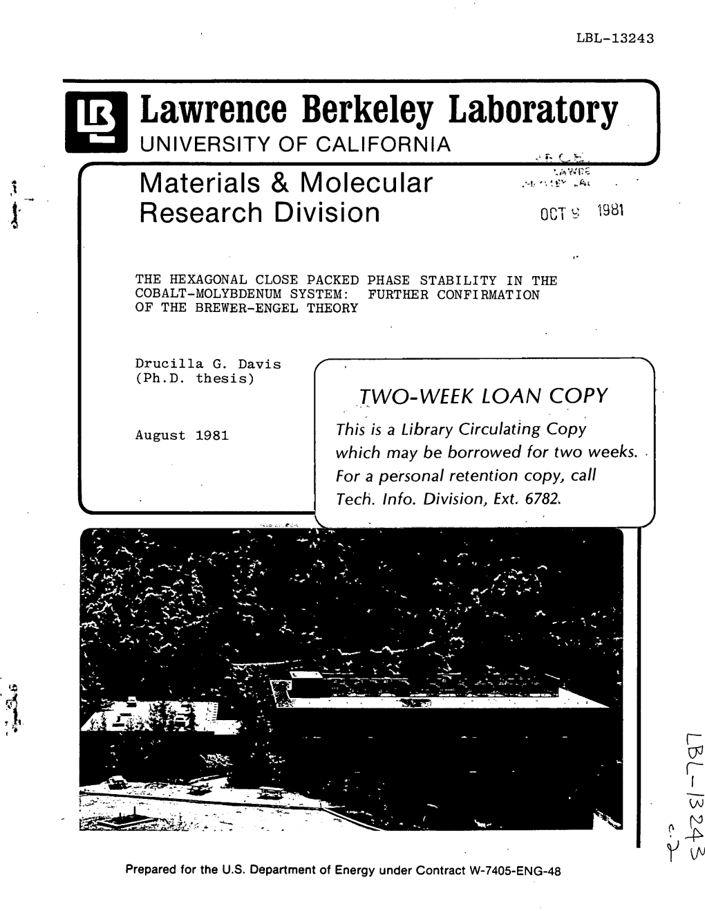 Lawrence Berkeley Laboratory. UNIVERSITY of CALIFORNIA