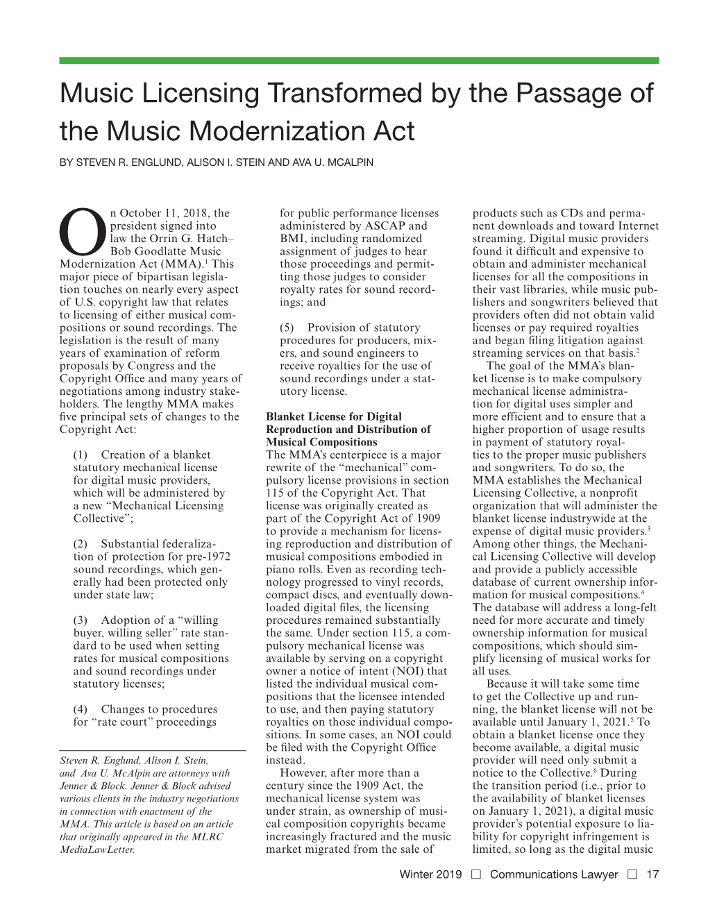 Music Licensing Transformed by the Passage of the Music Modernization Act